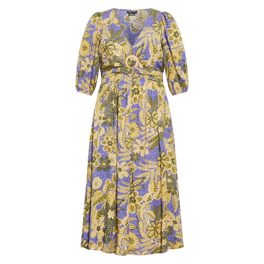 City Chic Daydream Print Maxi Dress Blue Green